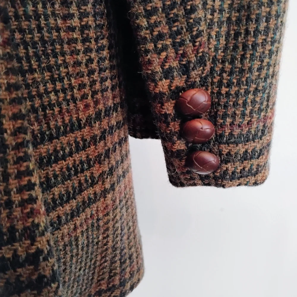 Men's Short Stature/Boys Husky John Weitz Vintage Brown Plaid Blazer - Picture 6 of 16